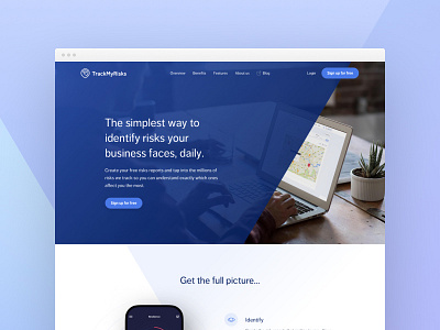SaaS marketing site blue edge homepage landing marketing website modern startup startup proposition