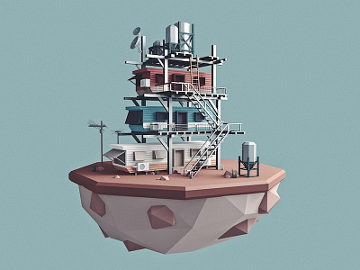 Container House 4 3d c4d container house low poly
