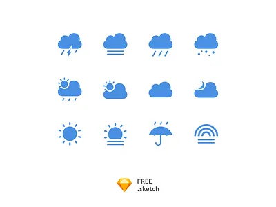 Simple Climate IconSet [Free Sketch] clean climate cloud download free icon set icons rainy sketch sunny vector whether