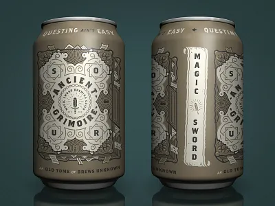 Ancient Grimoire adobe beer branding brewing can dd fantasy label magic packaging