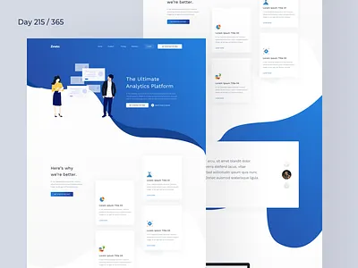 SaaS Analytics Landing Page Freebie | Day 215/365 - Project365 analytics blue colorful freebie freebie friday illustration landing page product page project365 saas sketch freebie sketch landing page