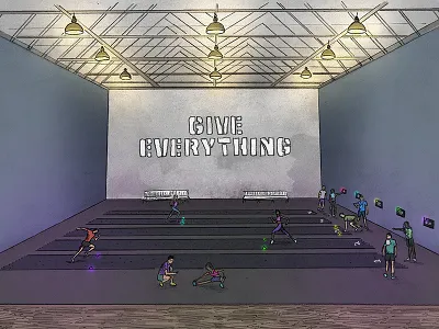 The Connected Gym concept gym hardware sketch