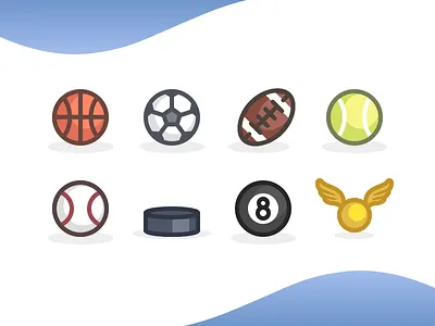 Sports icon set ball balls baseball basketball billiards football hockey quidditch soccer sport sports tennis