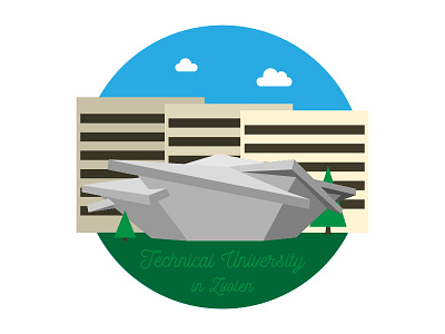 University illustration building flat illustration jezovic minimal minimalistic round school simple university vector zvolen