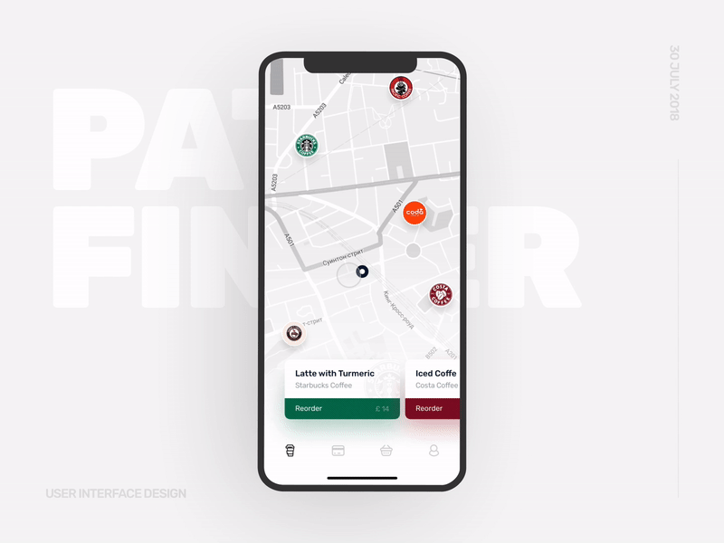 Topl. Get direction ae app coffee iphone map menu navigation ui ux white