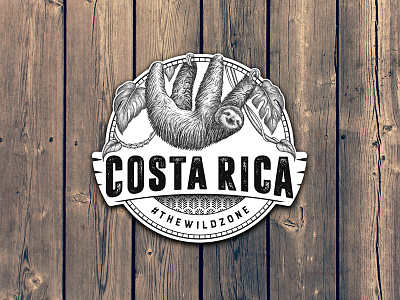 Sloth Badge - COSTA RICA The Wild Zone animal badge costa rica forest hand drawn jungle sloth tropical wild