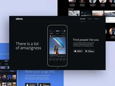 Landing page and content page advneture app chat image log in media mobile platform sign up social sports video