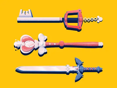 WEAPONS illustration keyblade kingdom hearts legend of zelda master sword sailor moon sword zelda