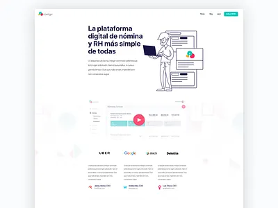 HR app chat dashboard employee flat hr human resources landing minimal ui ux web