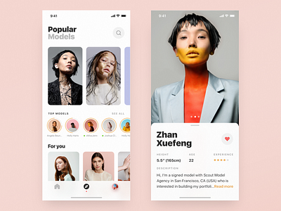 Model + Profile betraydan clean ios minimal model ui ux