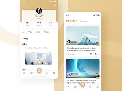 Vlog App Design app branding design flat interface interface design queble ui ux vlog