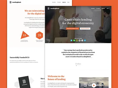 Lendingblock Website branding crypto cryptocurrency currency exchange finance marketing orange shapes website