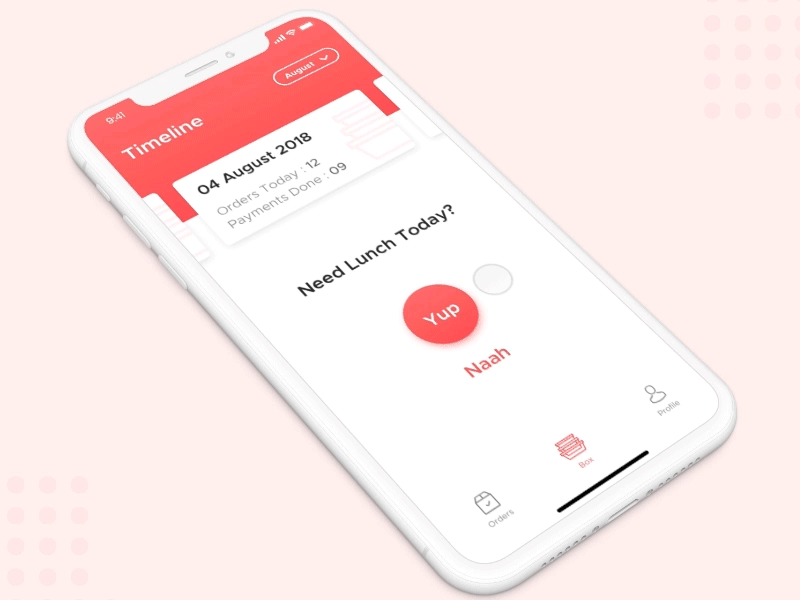 Food Box App app clean food gradient interaction ios iphone tiffin ui ux