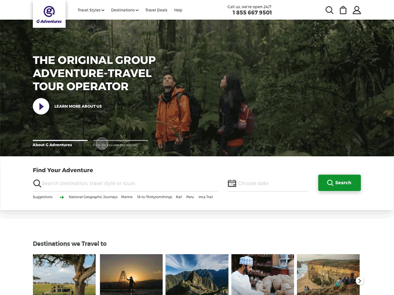Travel site homepage interaction ui ux web design
