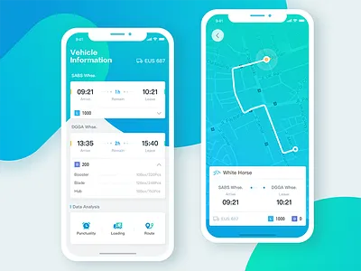 Supply Chain-Vehicle Information card color logistics map supply chain trip ui ux vehicle information