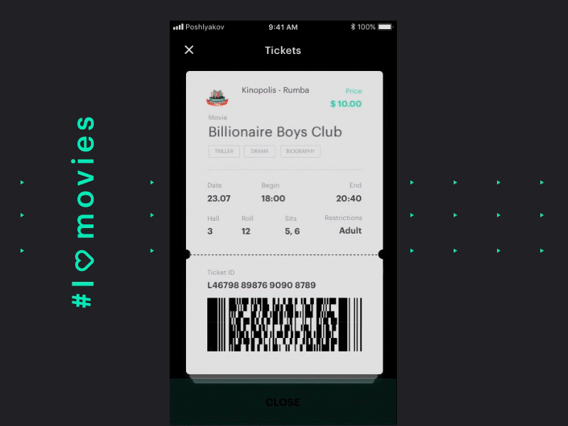 Scan tickets! Scan! animation cinema movie principle scan tickets ui ux