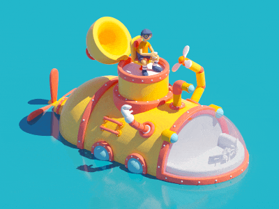 Submarine Animation animation c4d dude illustration isometric motion octane robot sea submarine