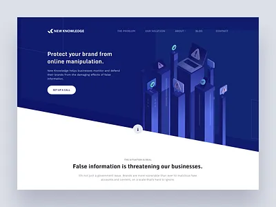 New Knowledge blue clean design illustration layout page site web website