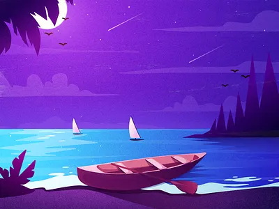 Night scenery-02 illustrations