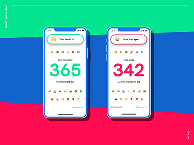 Flash Message bold challenge colors daily ui challenge emoji flash message highscore mobile quiz settings ui