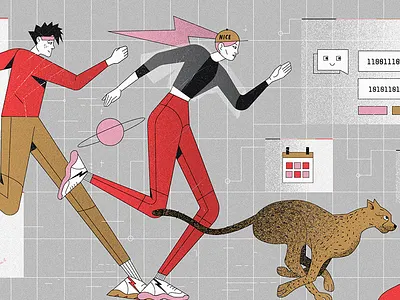 Runners chatbot cheetah fast marathon race run runner running speed