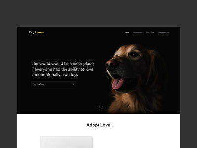 Dog Lovers Web UI/UX ai clean design dog love pet ui userinterface ux vishnudath vishvector web