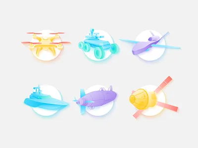 Unmanned Vehicle Icon Set aerial drone gradient icon set illustration light spacecraft surface technology underwater unmanned wireless