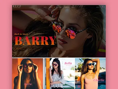 DIFF // HOMEPAGE diff ecommerce eyewear fun gradient hero homepage landing page sunglesses ui design uiux design warm