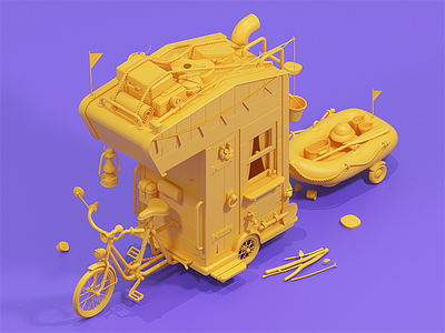 Time to travel 3d bike c4d guitar modeling rboy rocketboy summertime toy story travel