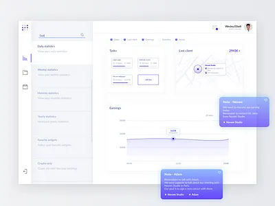 Project management - web app app blue dashboard design flat icon type typography ui ux web white