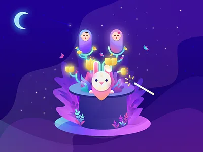 The Magical Twins baby born cute illustration kids magic moon night twin
