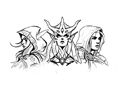 Warbringers: Sketches azshara blizzard drawing jaina sketch sylvanas warbringers world of warcraft wow
