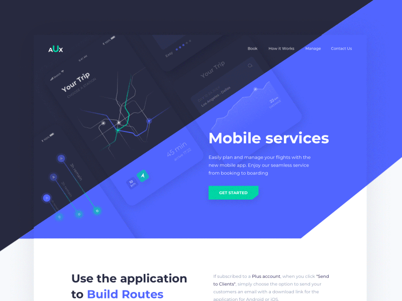 Trip Planner clean colors design landing one page services trip ui ux web