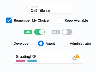 App UI System app cells checkbox components design radio switch system tags web