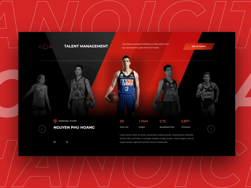 Athlete slider concept bold design interaction ladingpage landing page landing page layout motion sport ui ux web