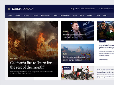 DAILYGLOBAL News Website aria clean golden canon grid grid layout minimal news newspaper ui ux