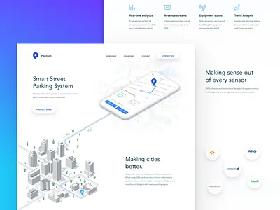 Smart City Parking Landing Page app city dashboard illustration landing mobile page parking smart