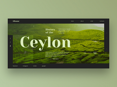 Ceylon history and travel ceylon dark design green grid history tea travel ui ux yellow