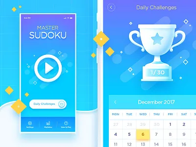 Sudoku Game Design app clean design game interface iphone x logic sudoku trophy ui ux