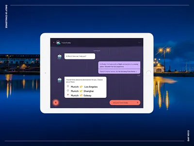 Direct Messaging bot challenge chatbot colors daily ui challenge darf direct messaging help theme travel ui