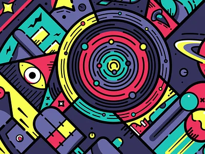 Space Patterns ball circle electric eye foot lightning planet satellite space star twist vector