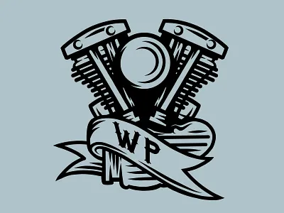 Harley Davidson panhead graphic axe crosshatch harley davidson illustration logo design motorcycle resuk rock and roll worker