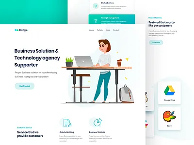 Business website landing page business office corporate company customer design ux ui homepage home page illustration cartoon character landing page minimal clean modern service client feature technology support agency user experience interface web webdesign website