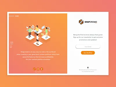 Snapcrowd Landing Page illustration isometric landing page service web
