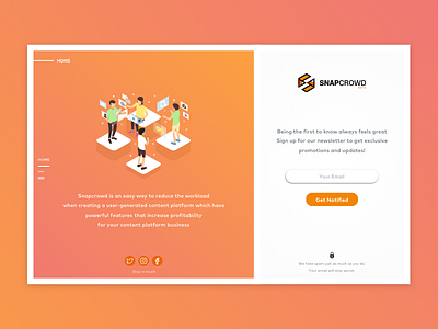 Snapcrowd Landing Page illustration isometric landing page service web