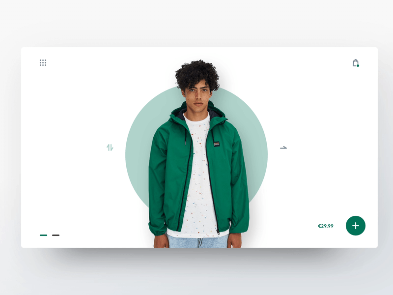 Look animation gif grid concept design ui ux green brown wear fashion grid blank story carousel homepage slider video loader light white clean minimal theme man wear principle product design interaction store shop ecommerce flat web landing page