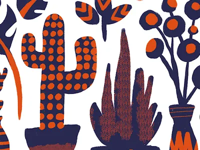 Abstract plants 2color limited palette plants procreate succulents wall art