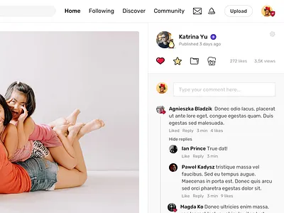 Photo comments comment comments icons interface light minimal simple ui ux web web design