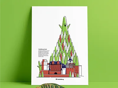 Heidelberg - Heidelberg Castle architecture building canvas castle green heidelberg illustration print red trees