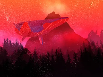 Ancient Beast Poster Illustration digital environment fantast illustration imagination lake painting poster print surreal whale